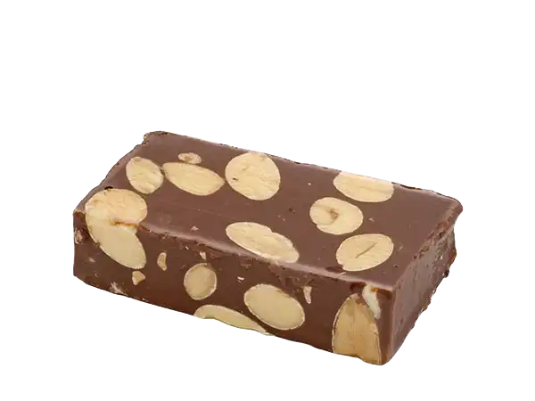 Turrón de chocolate y almendra en porciones